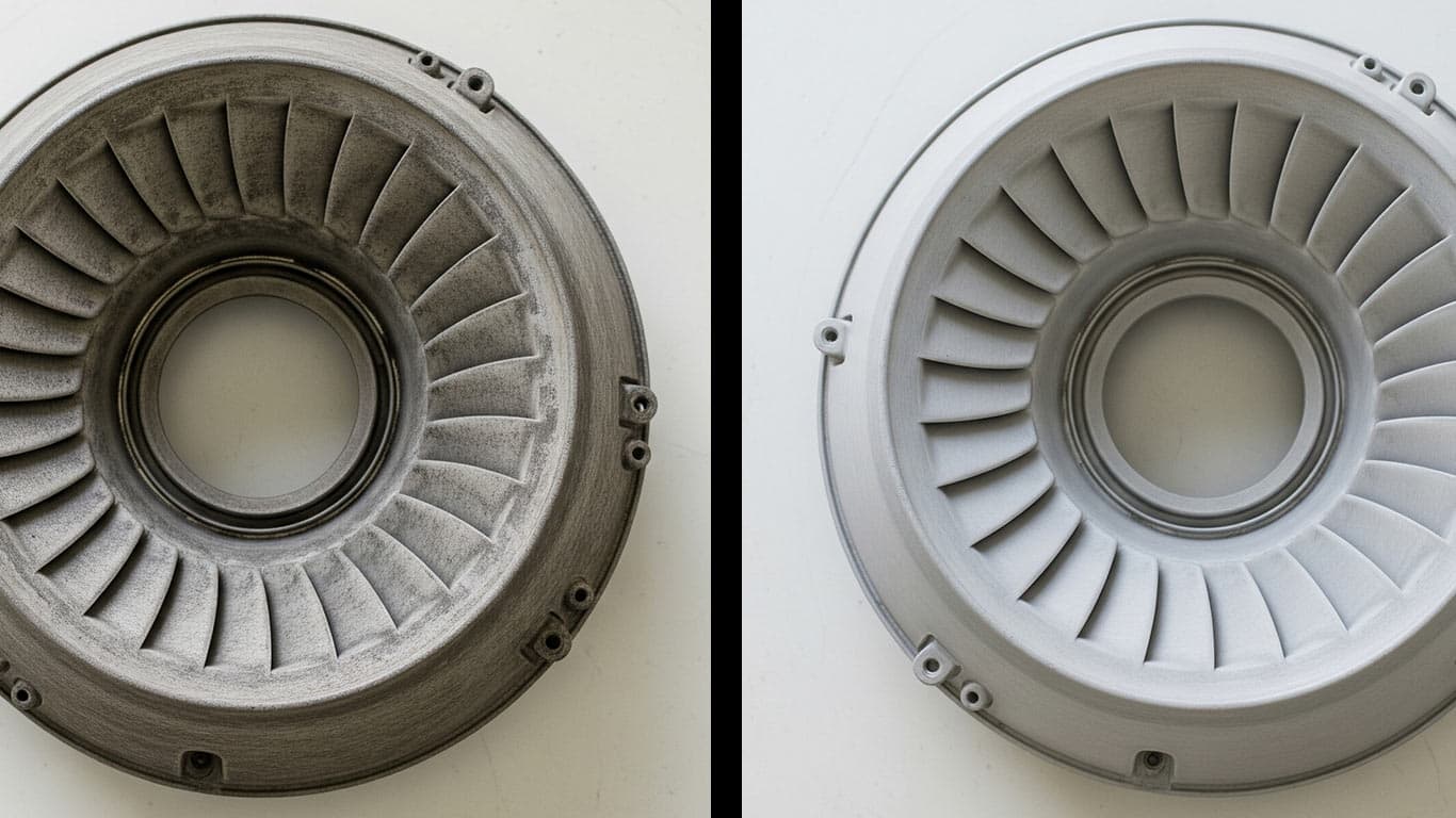 Ceramic Matrix Composites Cmcs surface undergoing laser cleaning showing precise contamination removal
