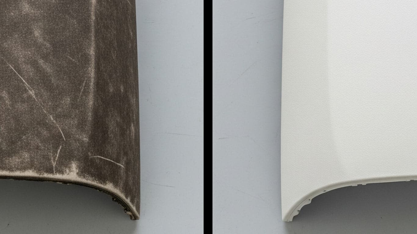 Fiber Reinforced Polyurethane Frpu surface undergoing laser cleaning showing precise contamination removal