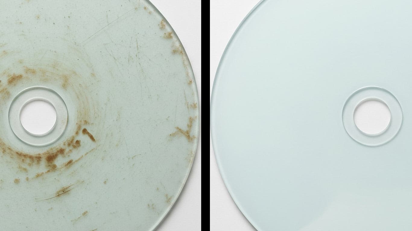 Float Glass surface undergoing laser cleaning showing precise contamination removal