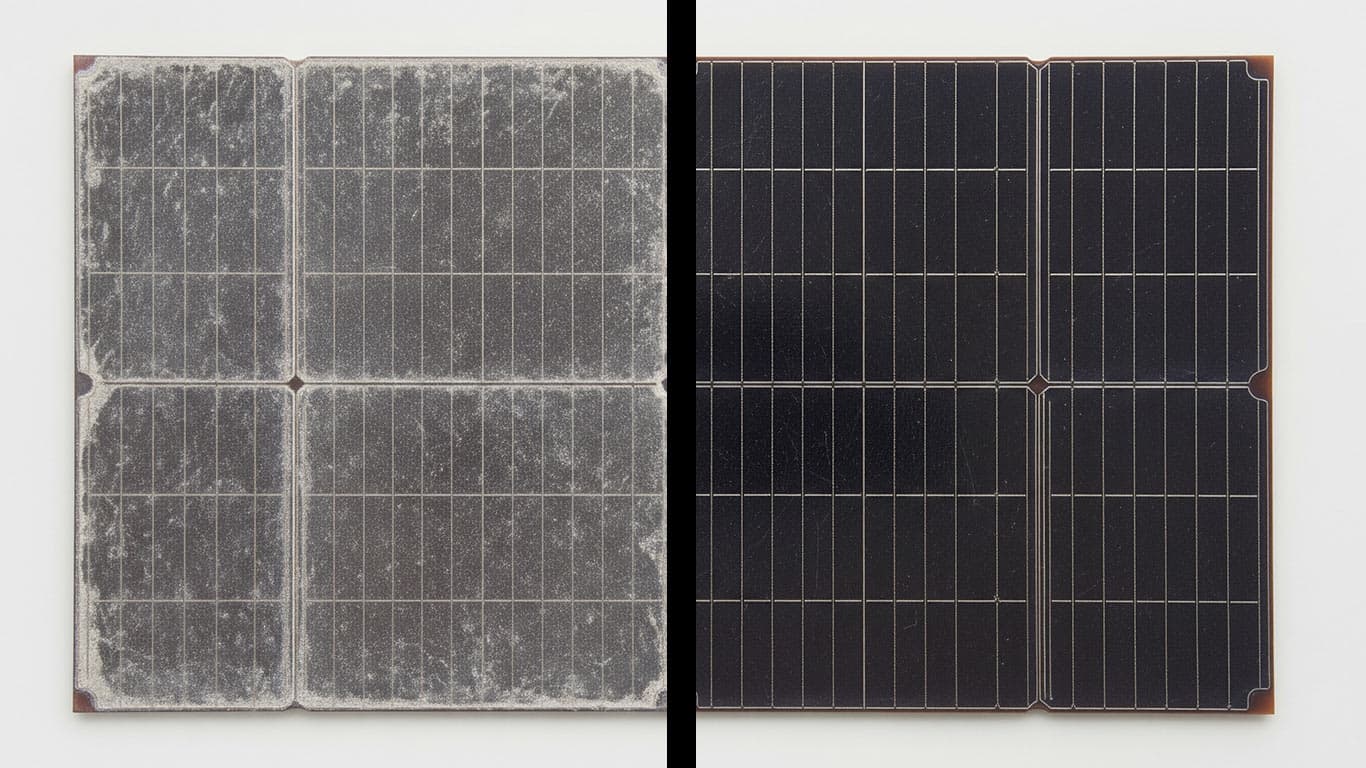 Gallium Arsenide surface undergoing laser cleaning showing precise contamination removal