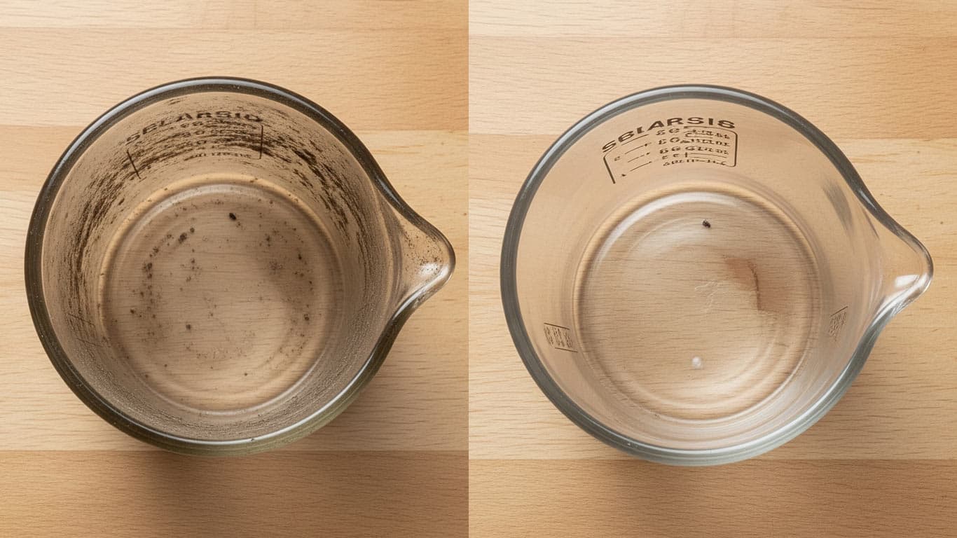 Soda-Lime Glass surface undergoing laser cleaning showing precise contamination removal