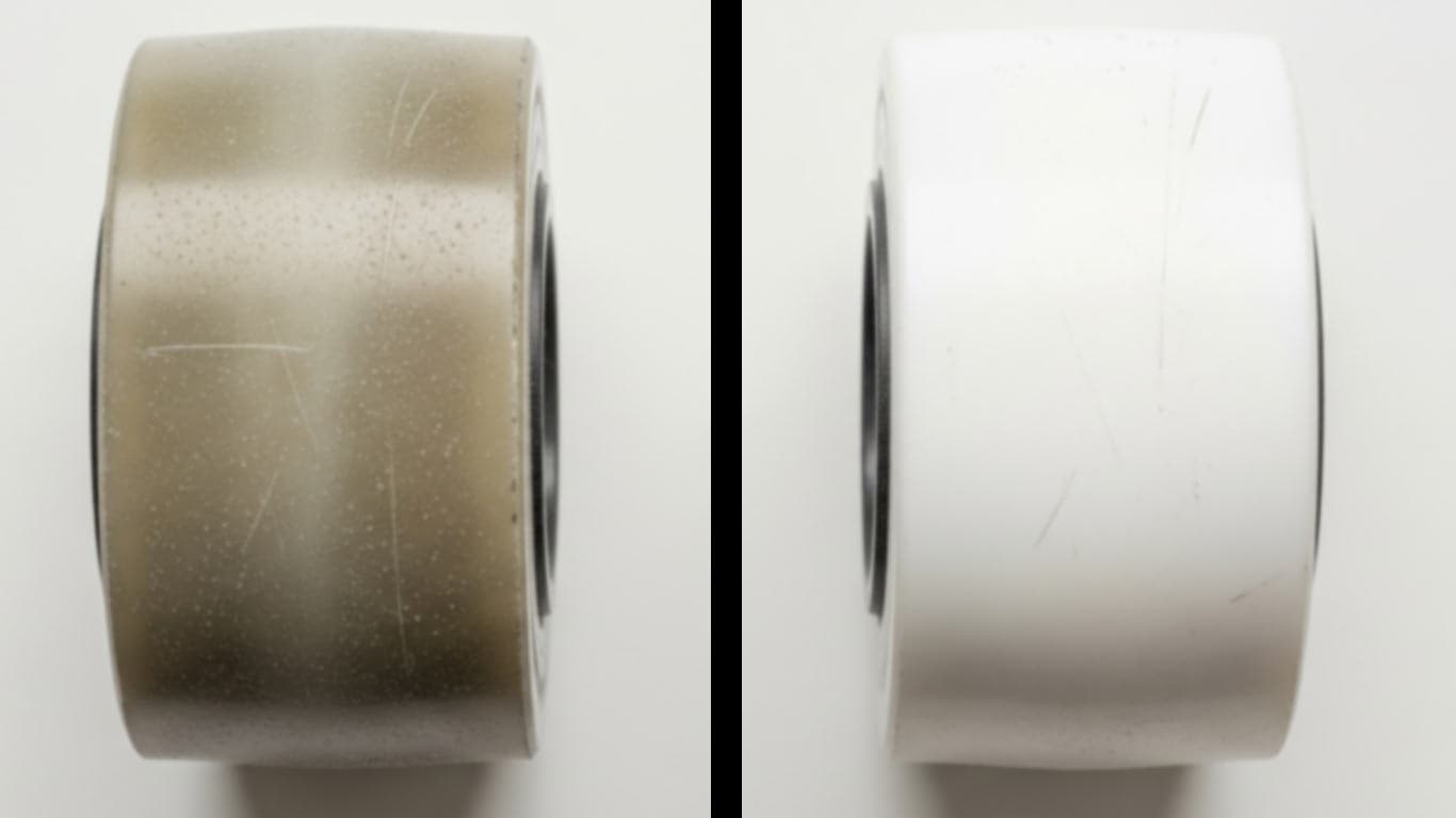 Thermoplastic Elastomer surface undergoing laser cleaning showing precise contamination removal