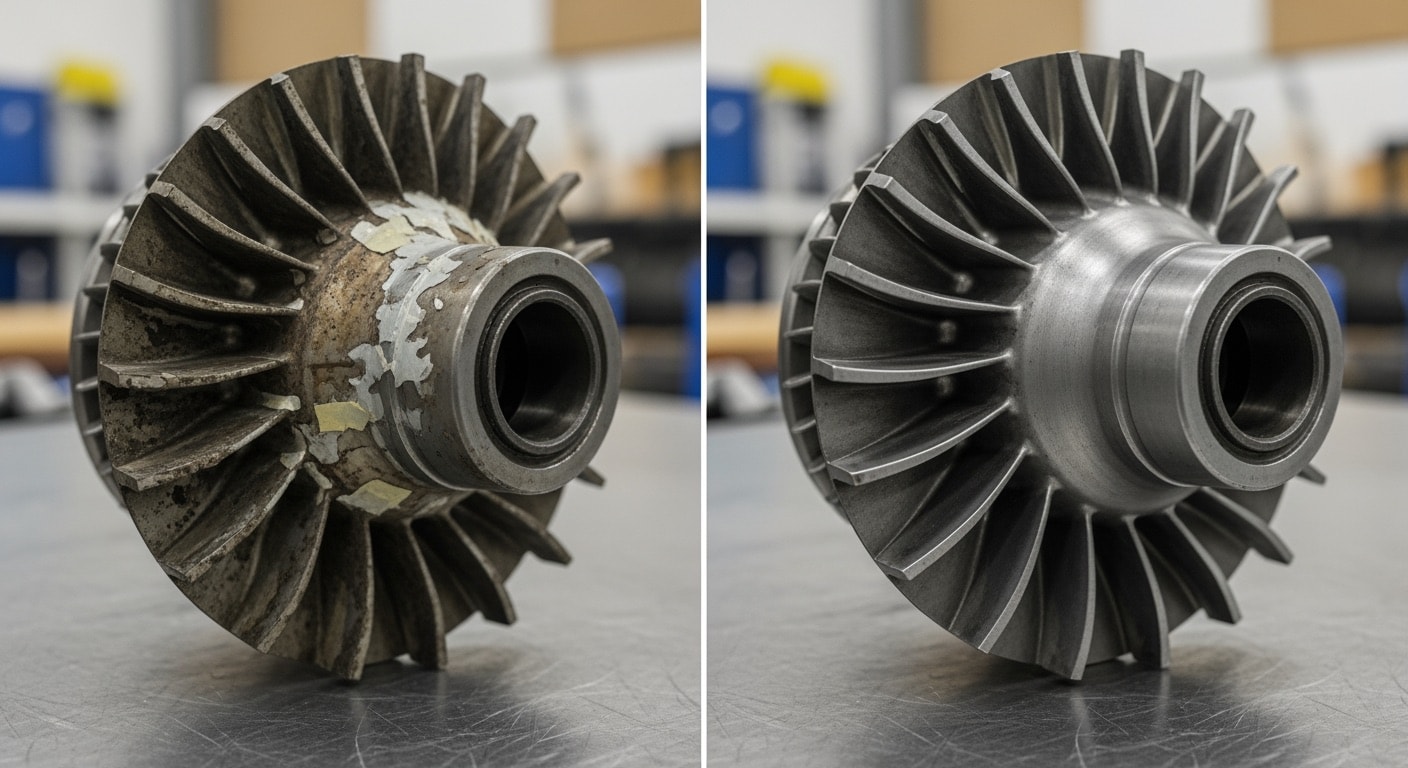 Aluminum Nitride surface during precision laser cleaning process removing contamination layer