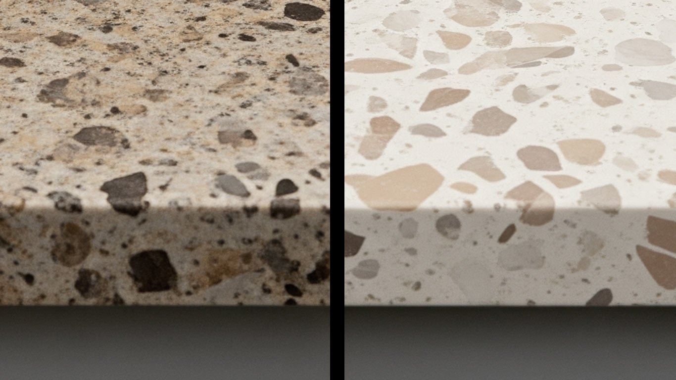 Breccia surface undergoing laser cleaning showing precise contamination removal