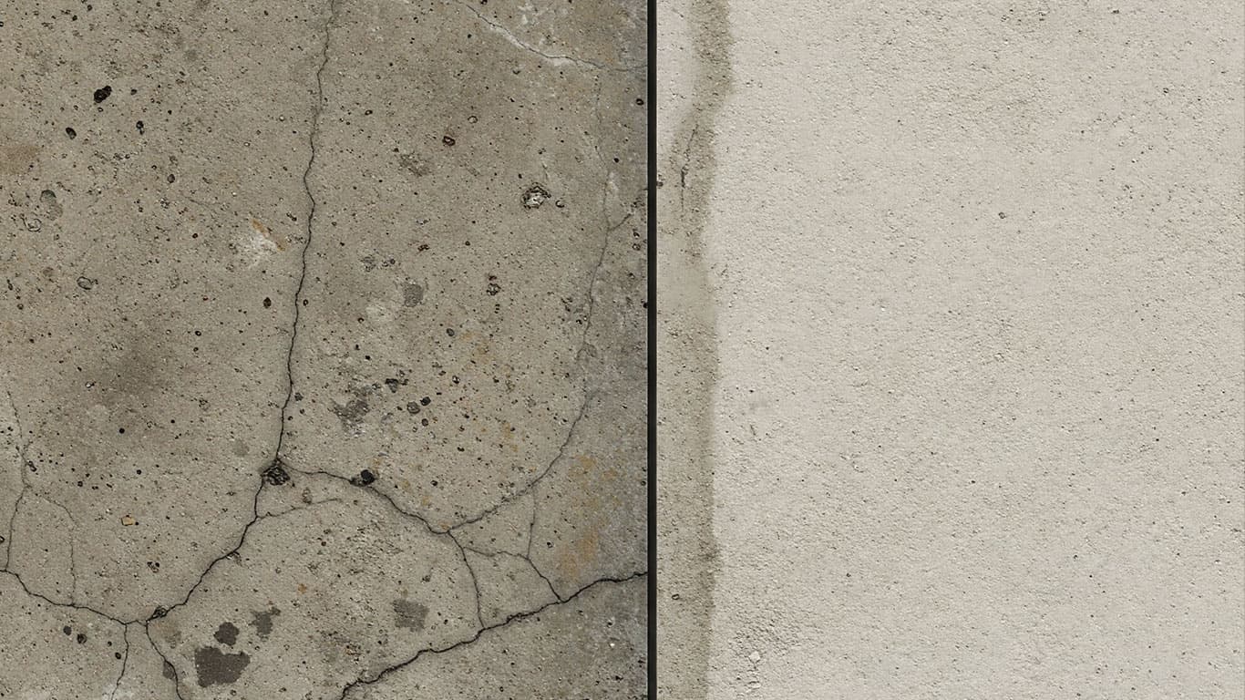 Concrete surface prepared by laser cleaning