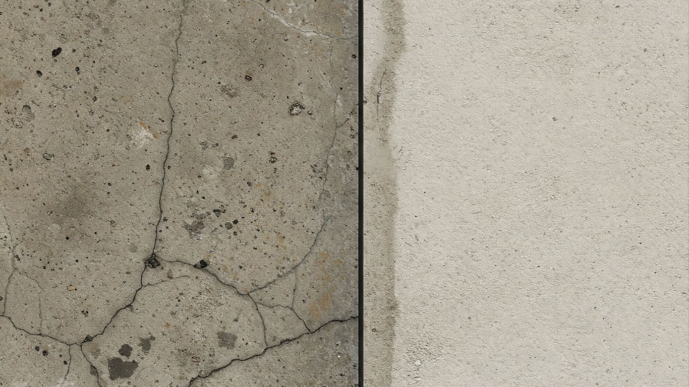 Concrete surface prepared by laser cleaning
