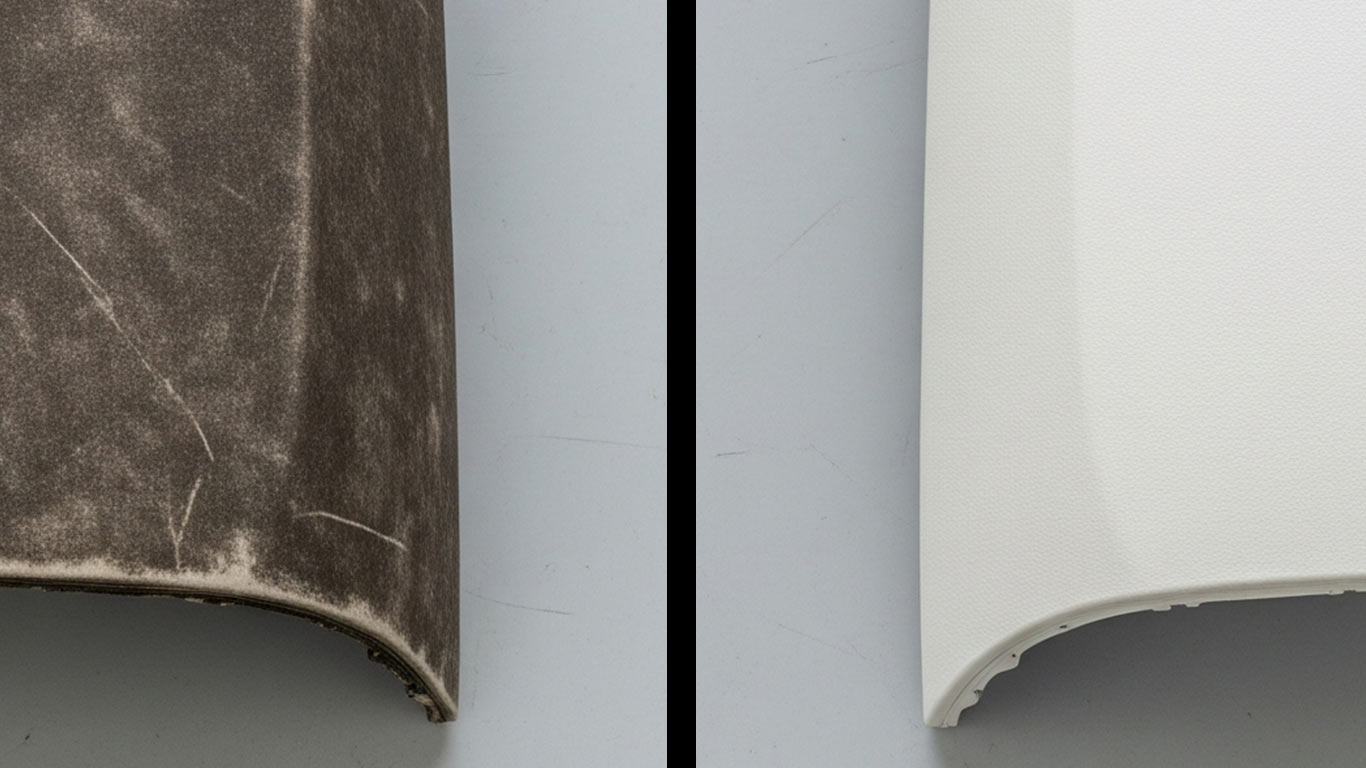 Fiber Reinforced Polyurethane Frpu surface undergoing laser cleaning showing precise contamination removal