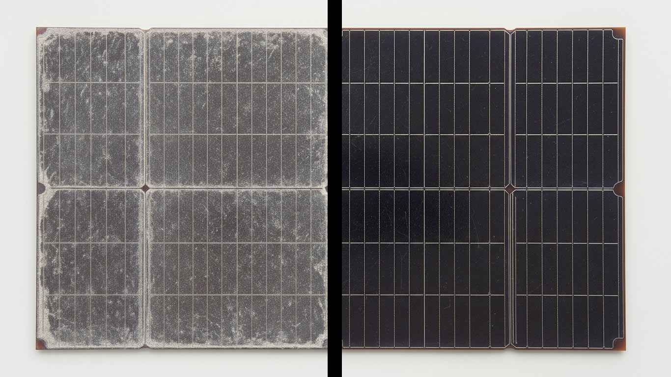 Gallium Arsenide surface undergoing laser cleaning showing precise contamination removal