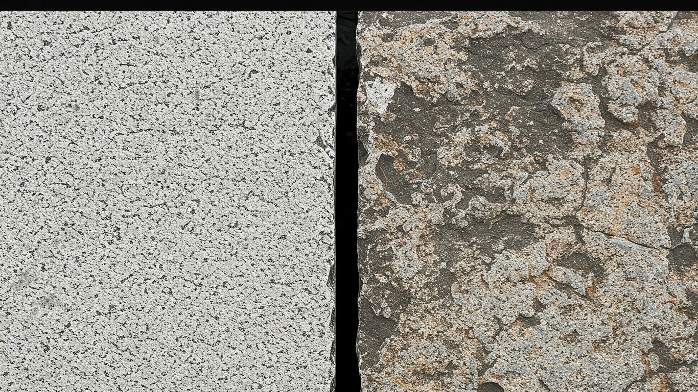Granite surface prepared by laser cleaning