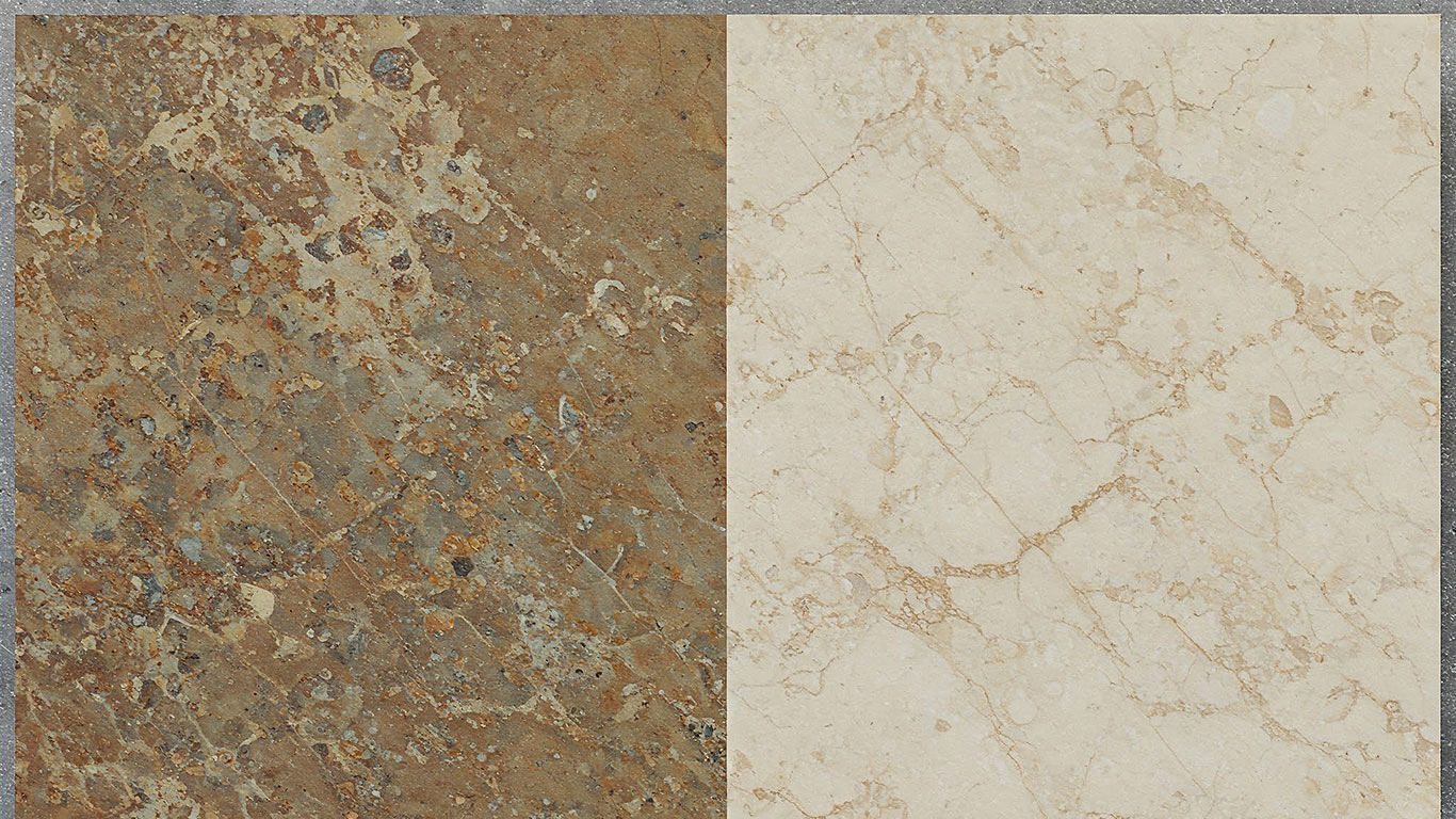 Marble surface undergoing laser cleaning showing precise contamination removal