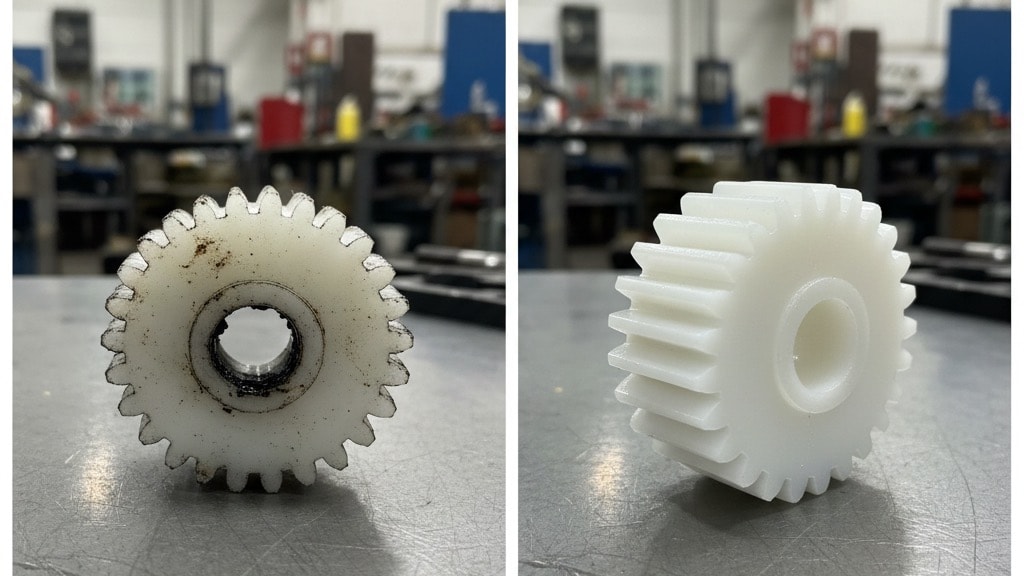 Nylon surface during precision laser cleaning process removing contamination layer