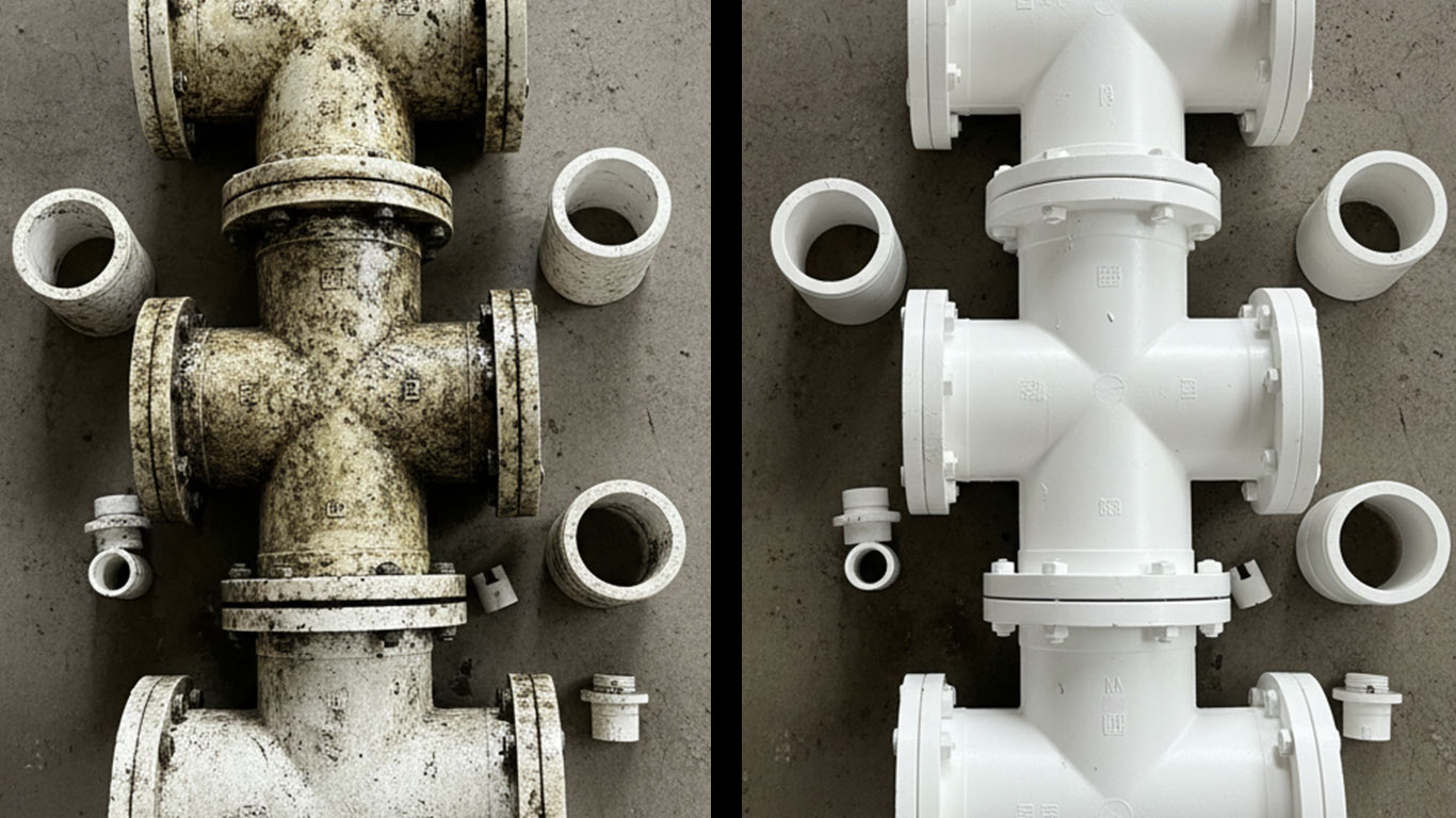 Polypropylene surface undergoing laser cleaning showing precise contamination removal