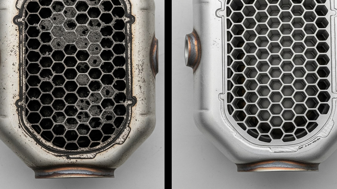 Rhodium surface undergoing laser cleaning showing precise contamination removal
