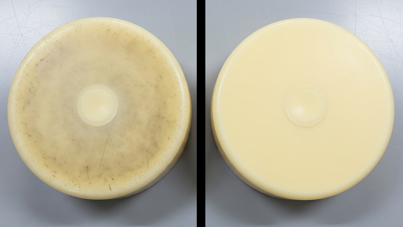 Urethane Composites surface undergoing laser cleaning showing precise contamination removal