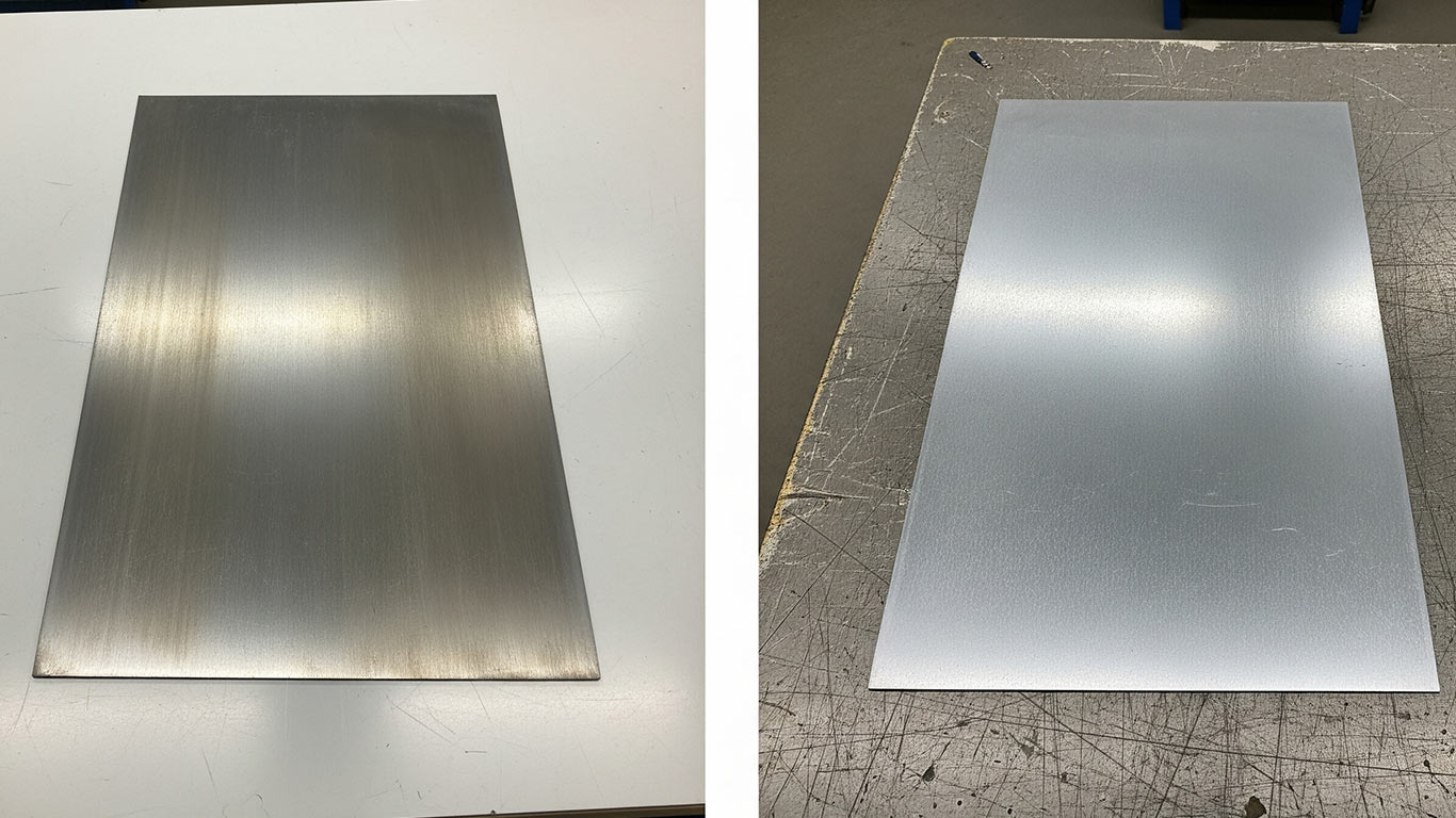 Zinc surface prepared by laser cleaning